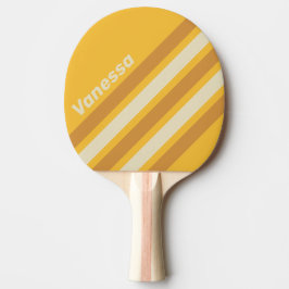 Raquete De Ping Pong Retro Sunshine Mustard Angled Striping with Name