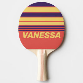 Raquete De Ping Pong Retro Surf Sunset Horizon Striping with Name