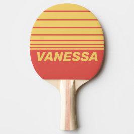 Raquete De Ping Pong Retro Surf Sunset Three Horizon Striping with Name