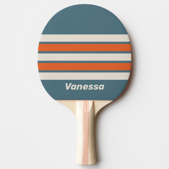 Raquete De Ping Pong Retro Surfside Across Striping with Name (Frente)