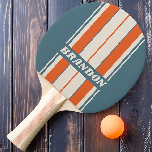 Raquete De Ping Pong Retro Surfside Board Listras com Nome (Criador carregado)