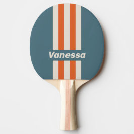 Raquete De Ping Pong Retro Surfside Pin Stripes with Name