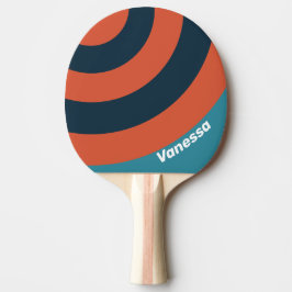 Raquete De Ping Pong Retro Teal Splash Circle Stripe with Name