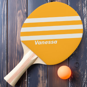 Raquete De Ping Pong Retrô Três Listras Beijadas Pelo Sol com Nome