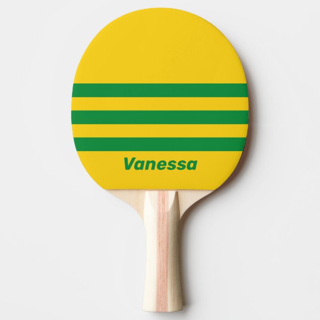 Raquete De Ping Pong Retro Tropical Banana Three Across Stripe withName (Frente)