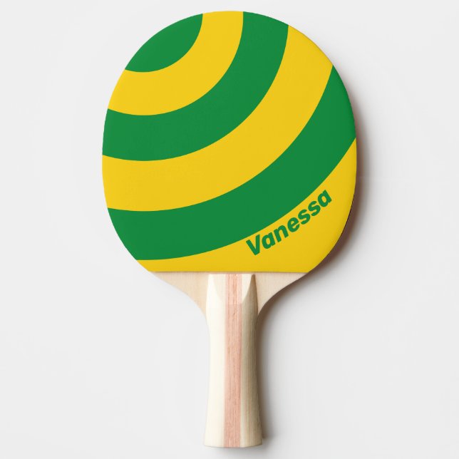 Raquete De Ping Pong Retro Tropical Banana Three Circle Stripe withName (Frente)