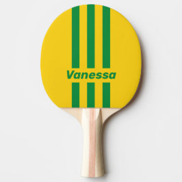 Raquete De Ping Pong Retro Tropical Banana Three Pin Stripes with Name