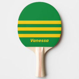 Raquete De Ping Pong Retro Tropical Palm Three Across Stripe with Name
