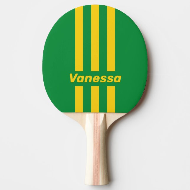Raquete De Ping Pong Retro Tropical Palm Three Pin Stripes with Name (Frente)