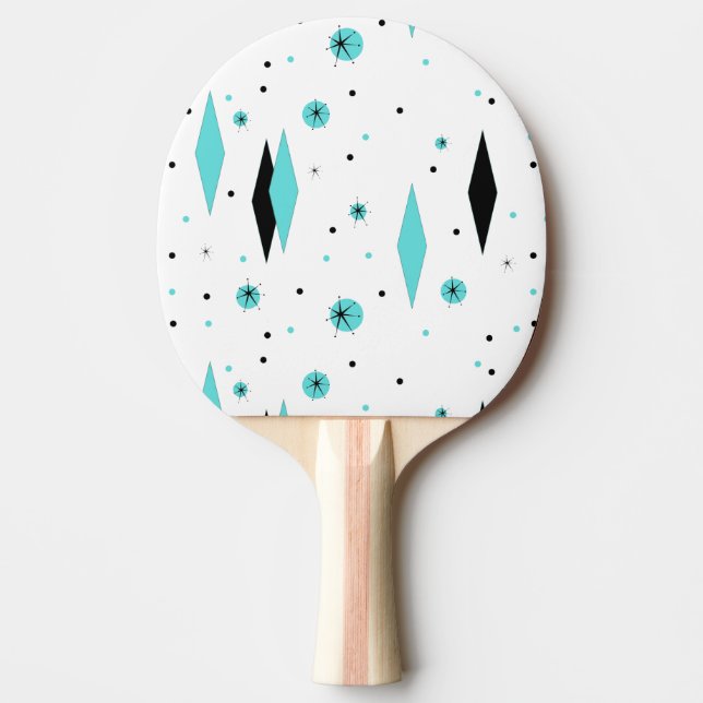 Raquete De Ping Pong Retro Turquesa Diamantes Ping Pong Paddle (Frente)