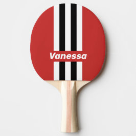 Raquete De Ping Pong Retro Urban Zebra Pin Stripes with Name