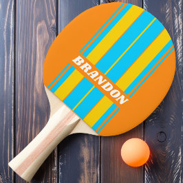 Raquete De Ping Pong Retro Verão Praia Tábua Listras com Nome