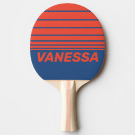 Raquete De Ping Pong Retro Vermelho & Azul Três Listras Horizontais com