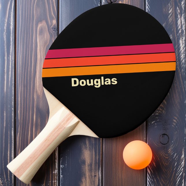 Raquete De Ping Pong Retro VHS Listrado com Nome (Criador carregado)