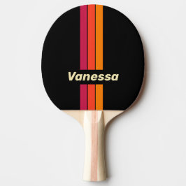 Raquete De Ping Pong Retro VHS Pin Stripes with Name