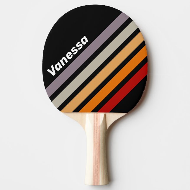 Raquete De Ping Pong Retro Vibe Rainbow Angled Striping with Name (Frente)
