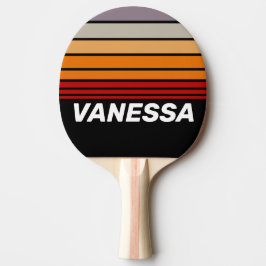 Raquete De Ping Pong Retro Vibe Rainbow Horizon Striping with Name