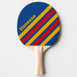 Raquete De Ping Pong Retro Warmhearted Angled Striping with Name