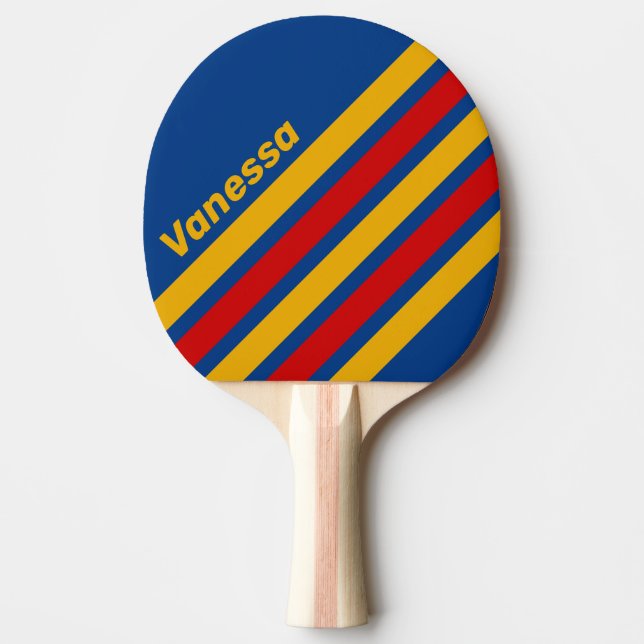Raquete De Ping Pong Retro Warmhearted Angled Striping with Name (Frente)