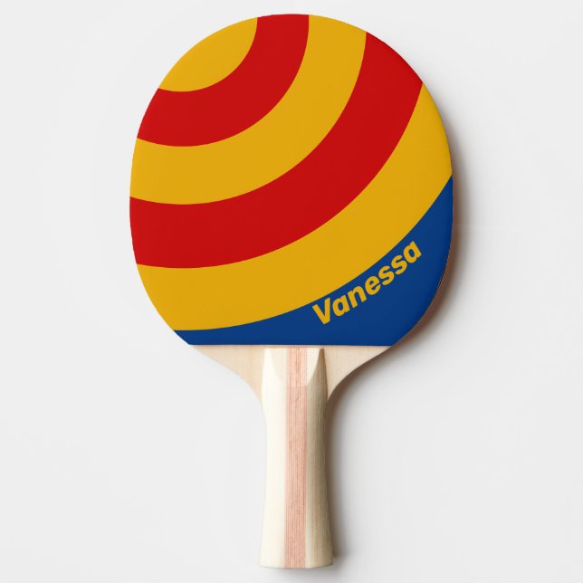 Raquete De Ping Pong Retro Warmhearted Circle Stripe with Name (Frente)