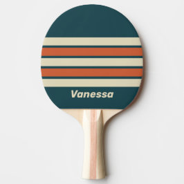 Raquete De Ping Pong Retro Wave Across Striping with Name