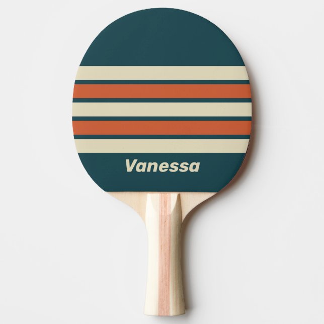 Raquete De Ping Pong Retro Wave Across Striping with Name (Frente)