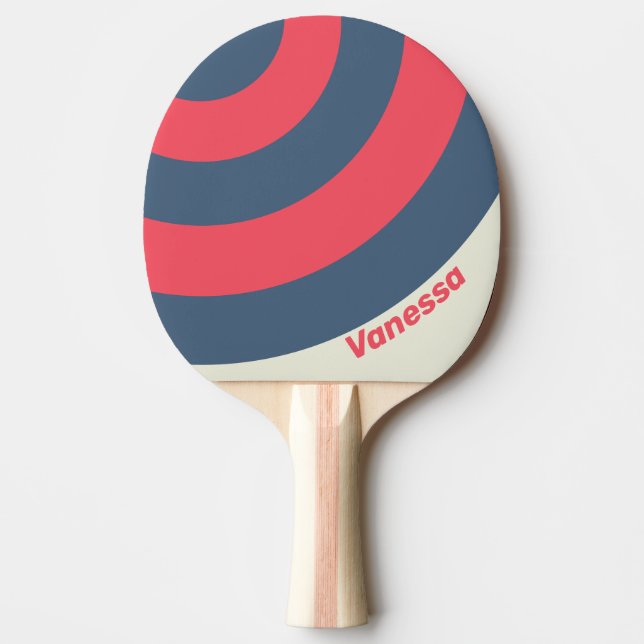 Raquete De Ping Pong Retro Yacht Club Circle Stripe with Name (Frente)