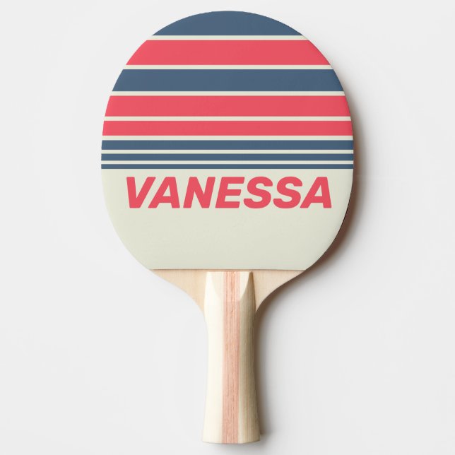 Raquete De Ping Pong Retro Yacht Club Horizon Striping with Name (Frente)