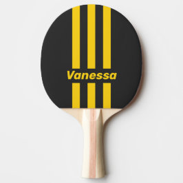 Raquete De Ping Pong Retro Yellowjacket Three Pin Stripes with Name