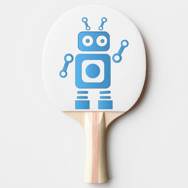 Raquete De Ping Pong Robô Retroativo Azul (Frente)