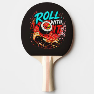 Raquete De Ping Pong Rolar Com Isso – Design Divertido de Sushi de Surf