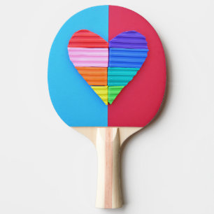 Raquete De Ping Pong Romântica Amor Twin Rainbow Hearts