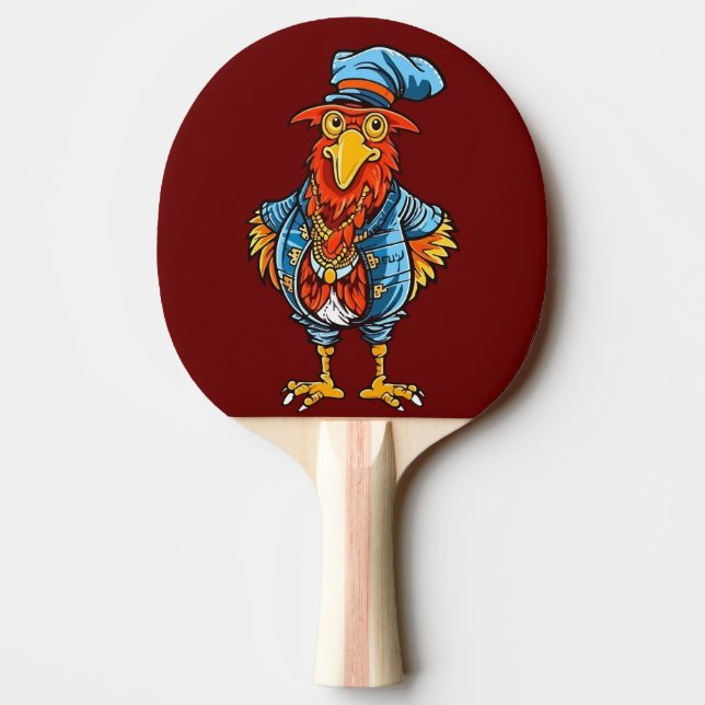 Raquete De Ping Pong Rooster de Cartoon Encantado (Verso)
