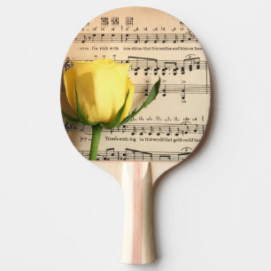 Raquete De Ping Pong Rosa Amarelo de Folha