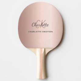 Raquete De Ping Pong Rosa dourado monograma iniciais elegante