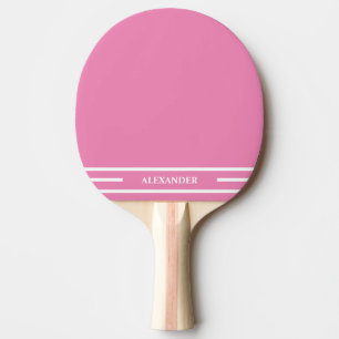 Raquete de Ping Pong Rosa e Branca com Nome