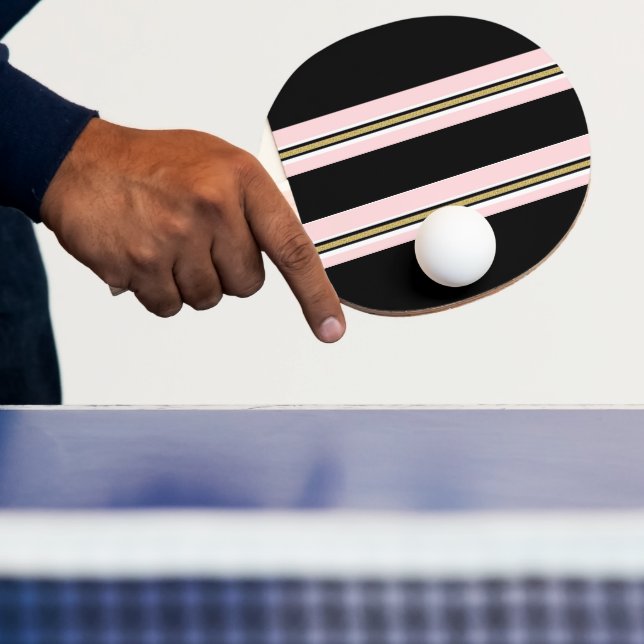 Raquete de Ping Pong Rosa e Branco com Listra Pret (Insitu)