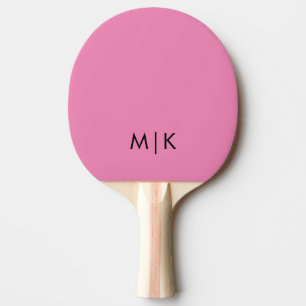 Raquete De Ping Pong Rosa e Preto   Monograma moderno