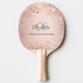 Raquete De Ping Pong Rosa gold brilha nome monograma