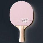 Raquete De Ping Pong Rosa Moderno com Monograma Personalizado em Letra<br><div class="desc">Raquete de Ping Pong personalizada com nome inicial em rosa Monograma com letra maiúscula em estilo de caligrafia. Este design apresenta seu primeiro nome em uma linda tipografia de letra manuscrita com cauda swash (ou caligrafia) com monograma inicial em branco e preto sobre fundo rosa. Estes são fáceis de personalizar....</div>