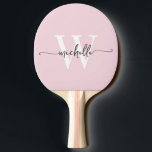 Raquete De Ping Pong Rosa Moderno com Monograma Personalizado em Letra<br><div class="desc">Raquete de Ping Pong personalizada com nome inicial monograma em rosa desbotado feminino, letra manuscrita em caligrafia com inicial monograma em branco e preto sobre fundo cor de rosa desbotado. Estas são fáceis de personalizar. Ótimo presente feminino e elegante para aquecimento de casa, dia das mães, chá de bebê, casamento,...</div>