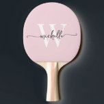 Raquete De Ping Pong Rosa Moderno com Monograma Personalizado em Letra<br><div class="desc">Raquete de Ping Pong personalizada com nome inicial monograma em rosa desbotado feminino, letra manuscrita em caligrafia com inicial monograma em branco e preto sobre fundo cor de rosa desbotado. Estas são fáceis de personalizar. Ótimo presente feminino e elegante para aquecimento de casa, dia das mães, chá de bebê, casamento,...</div>