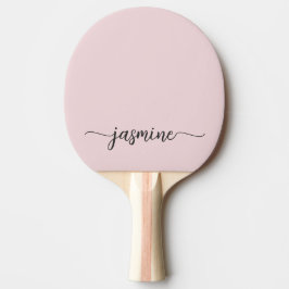 Raquete De Ping Pong Rosa Moderno Personalizado com Nome em Letra de Fo