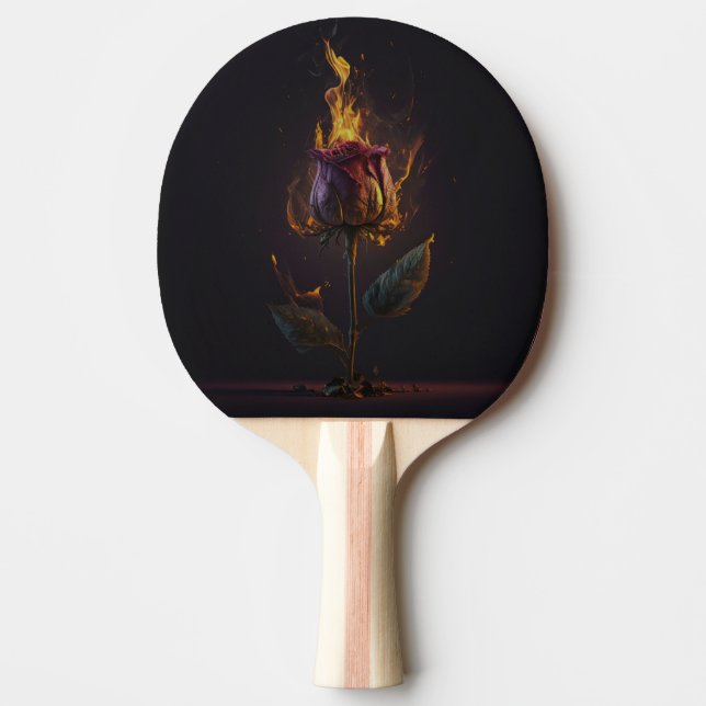 Raquete De Ping Pong rosa no fogo (Frente)