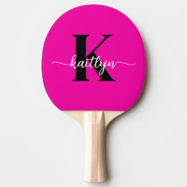 Raquete De Ping Pong Rosa Quente Monograma Preto