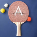 Raquete De Ping Pong Rosa Rosa Rosa Rosa Rosa Dourada, Brilhante e Mono<br><div class="desc">Rosa rosa rosa Dourada Faux Glitter e Pino Pong Ping Elegante Monograma Elegante. Este Ping Pong Paddle pode ser personalizado para incluir seu nome inicial e seu nome próprio.</div>