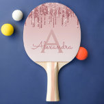 Raquete De Ping Pong Rosa Rosa Rosa Rosa Rosa Dourada, Brilhante e Mono<br><div class="desc">Rosa Rosa Rosa Rosa Dourada Pingindo Lente e Patilho de Pino Monograma Elegante Esparso. Este Ping Pong Paddle pode ser personalizado para incluir seu nome inicial e seu nome próprio.</div>