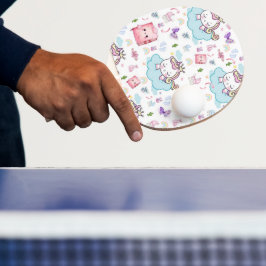 Raquete de Ping Pong Rosa, Unicórnio Azul Arco-íri