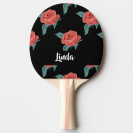 Raquete De Ping Pong Rosas rosa a preto
