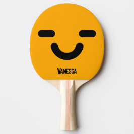 Raquete De Ping Pong Rosto Alegre Laranja com Nome